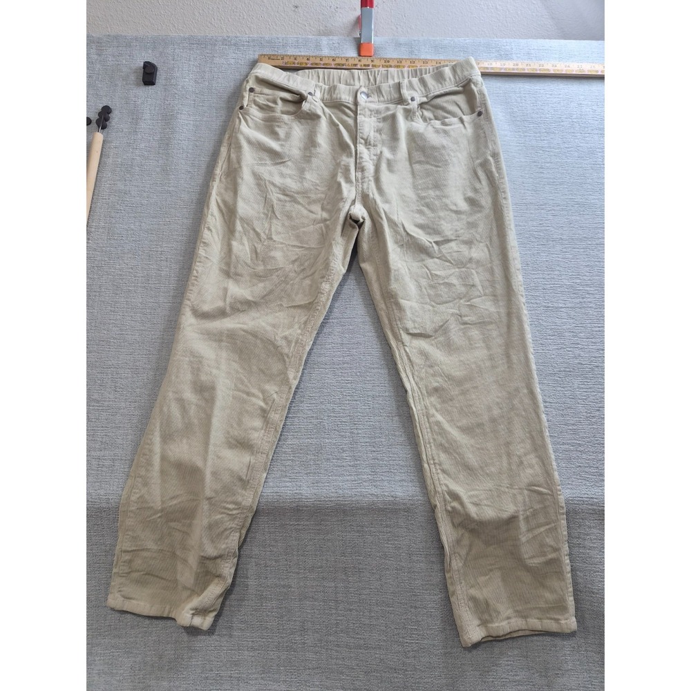 Bearbottom Corduroy 5 Pocket Pants Mens XL Beige Cotton Elastic Waist Straight